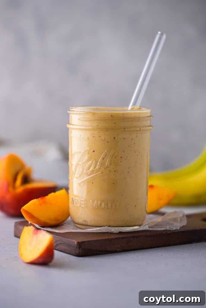 4-ingredient banana peach smoothie