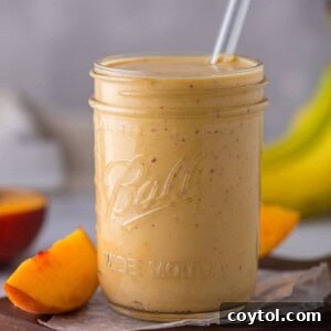4-ingredient banana peach smoothie