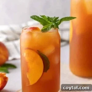 Peach tea over ice