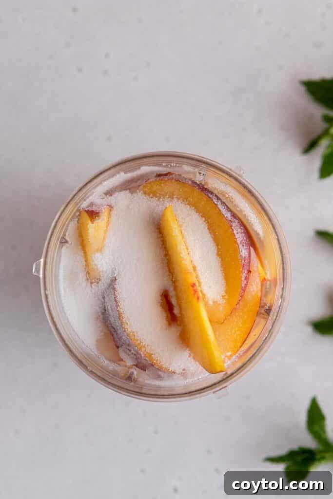 Peaches in a blender