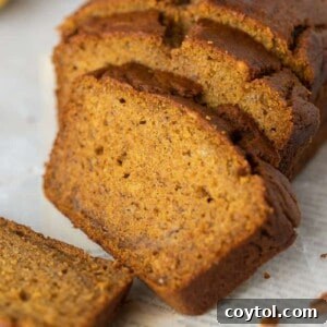 Delicious Pumpkin Banana Bread loaf, perfectly baked and golden.
