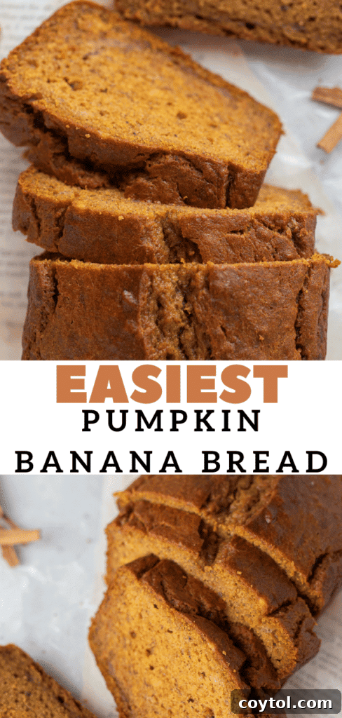 Beautifully textured and easy spiced pumpkin banana bread, ideal for a cozy autumn treat.