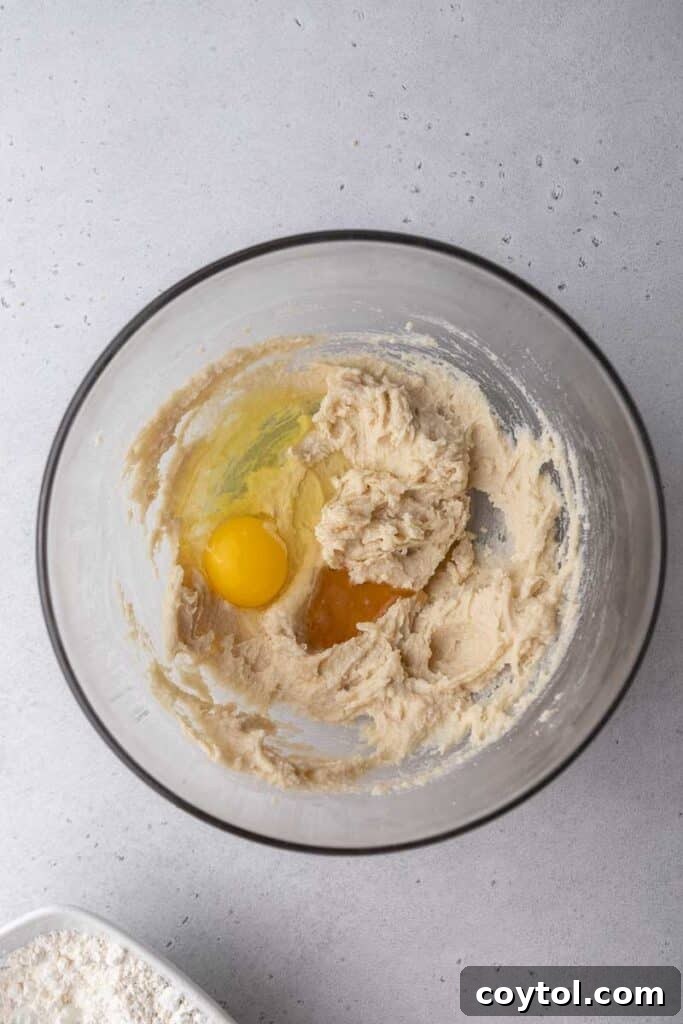 Creamed butter and egg