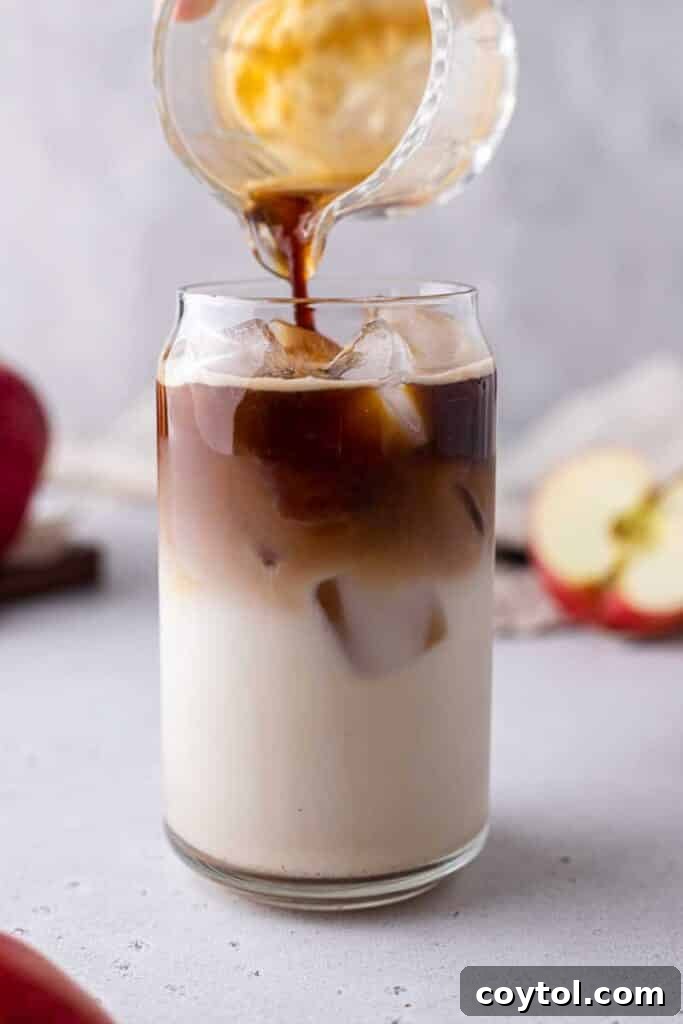 Starbucks Apple Crisp Macchiato Golden Warmth or Chilled Delight 15 Adding espresso to latte