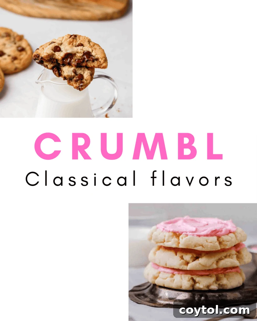 A mouth-watering display of various classic Crumbl copycat cookies, each showcasing its unique topping and texture, perfect for any occasion.