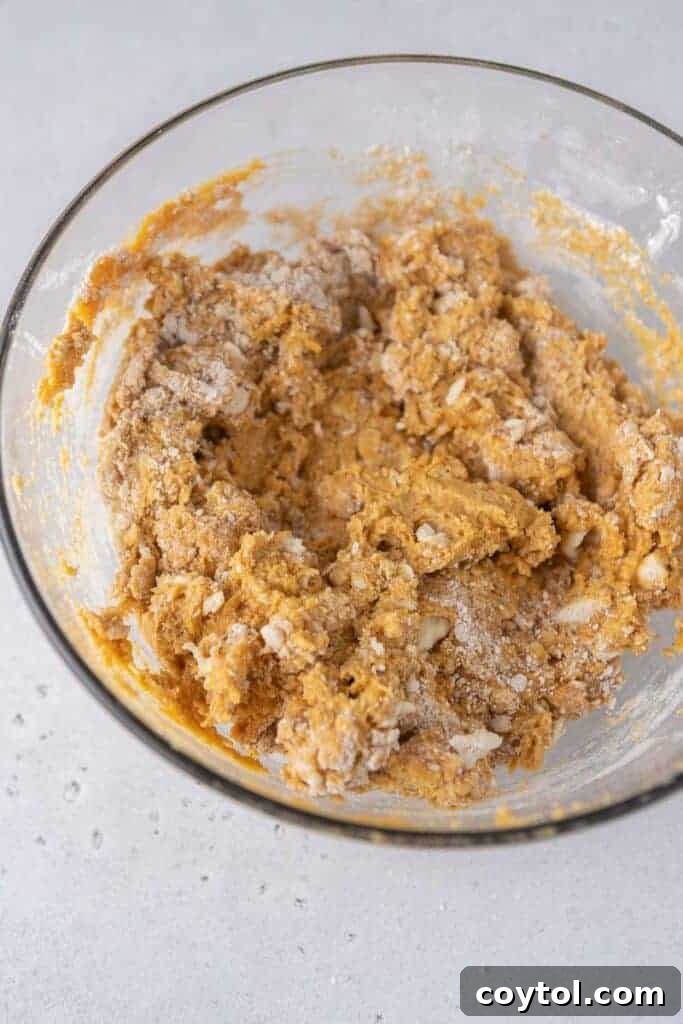 Soft scone dough forming in a bowl