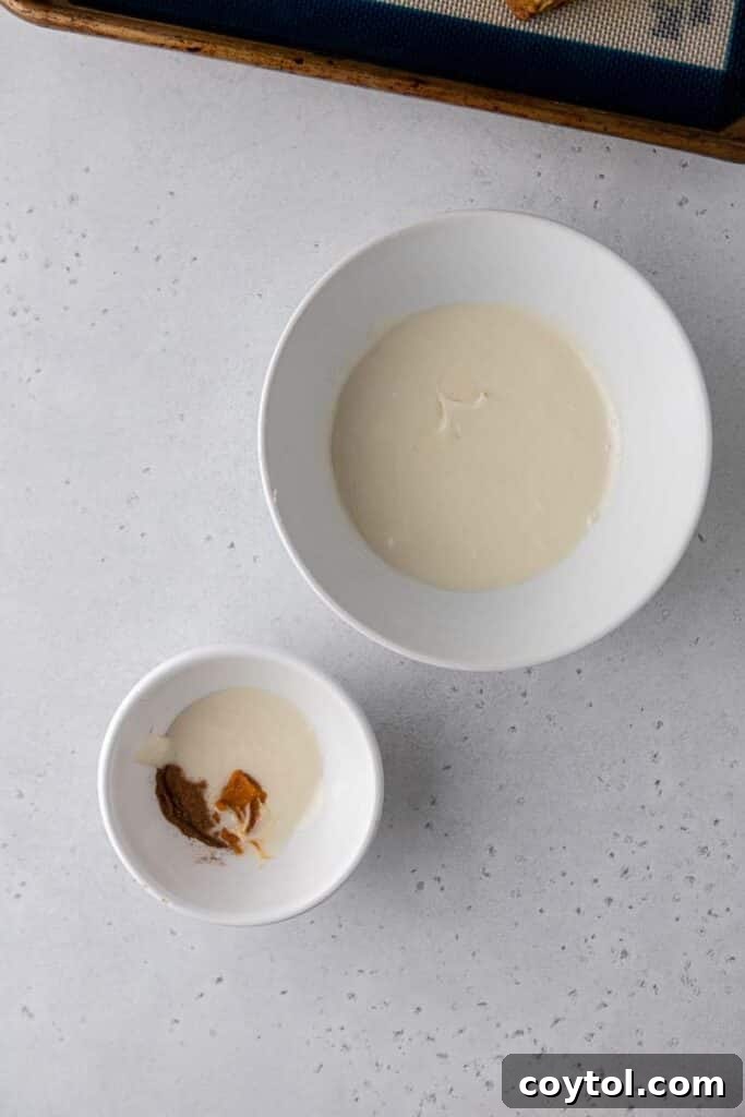 Scone glaze being mixed
