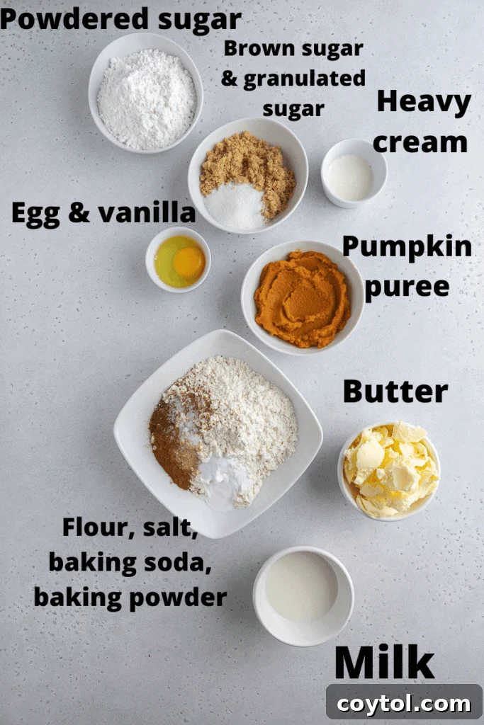 Starbucks pumpkin scones ingredients laid out on a table