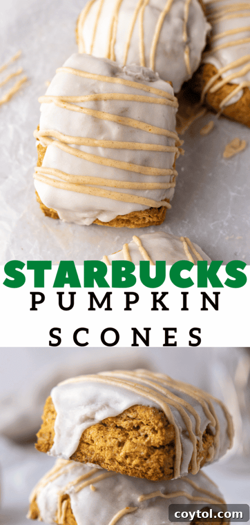 Starbucks pumpkin scones with white and orange glaze