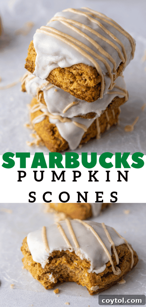Close-up of Starbucks pumpkin scones with intricate glaze