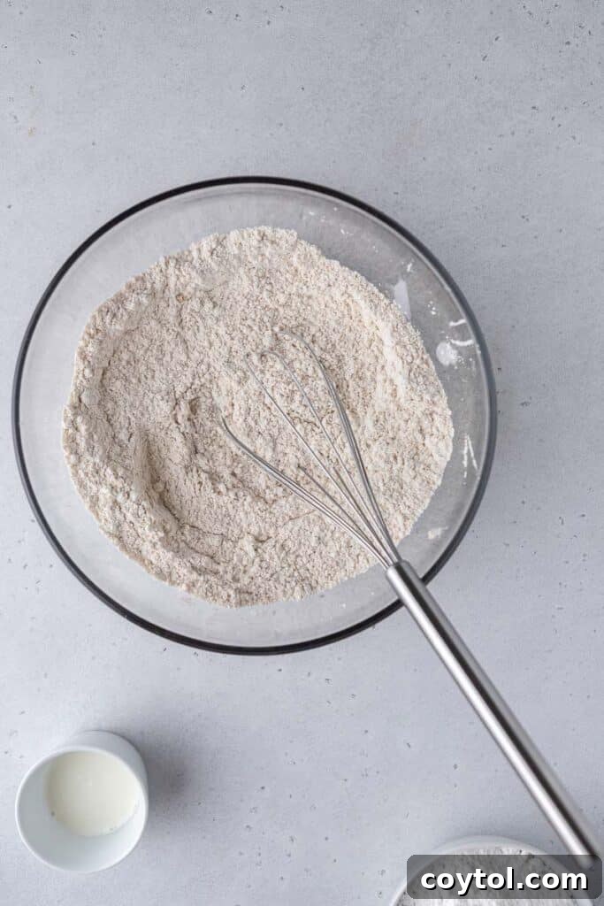 Dry ingredients in a bowl after mixing