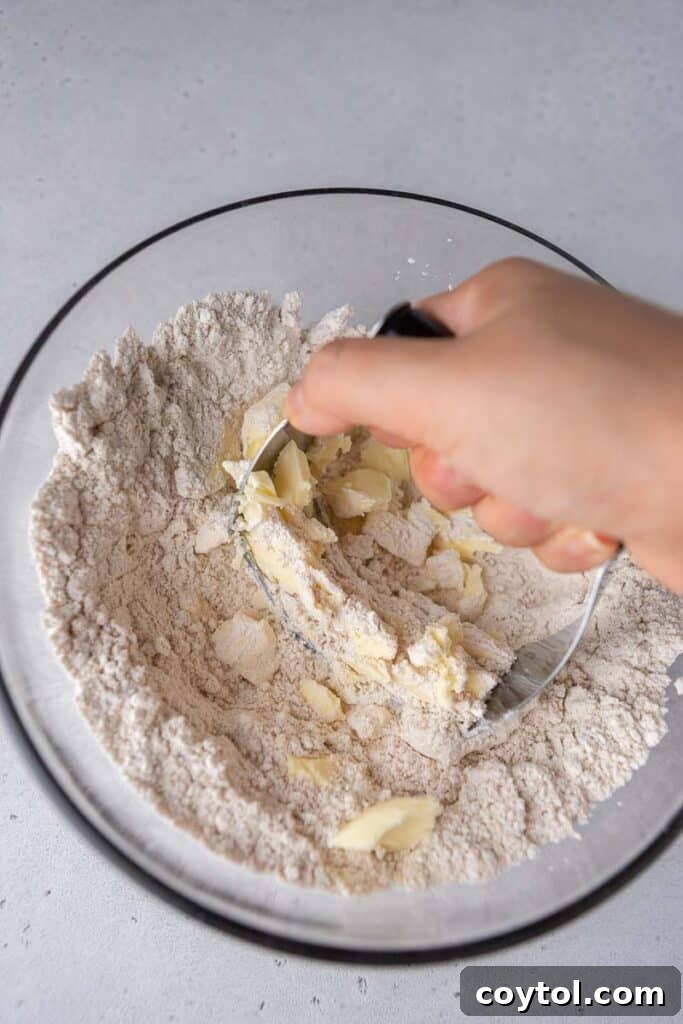 Flour and butter worked into coarse crumbs