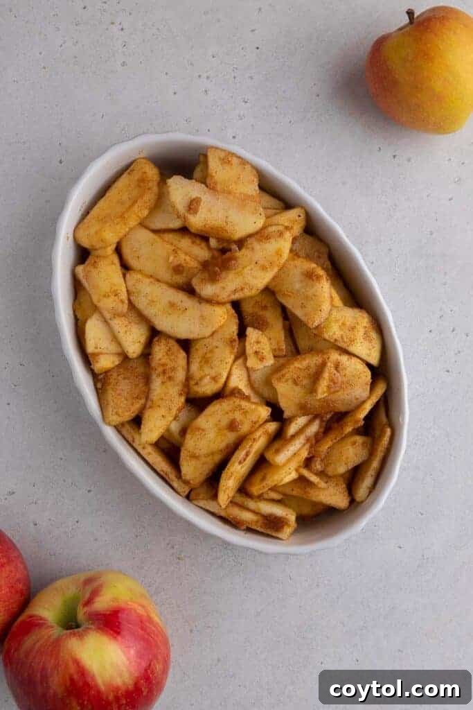 Cinnamon apples baking in a dish