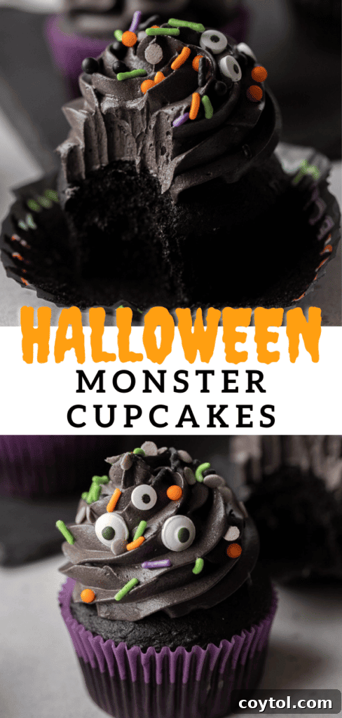 Spooky Black Velvet Monster Cupcakes 22 Easy homemade black velvet monster cupcakes with black buttercream