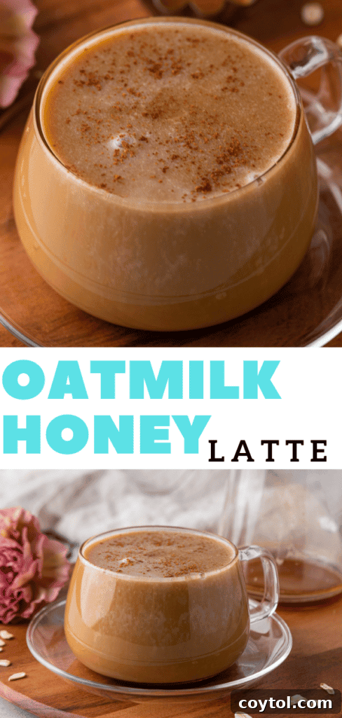 Golden Honey Oat Milk Latte: Hot or Iced 10 Pinterest image for latte