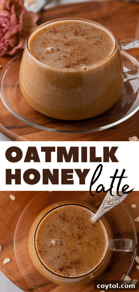 Golden Honey Oat Milk Latte: Hot or Iced 11 Pinterest image for latte