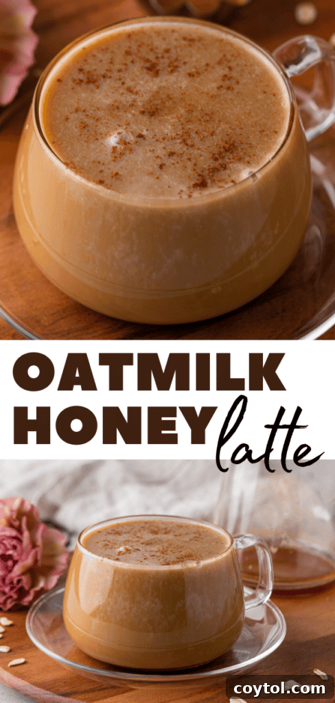 Golden Honey Oat Milk Latte: Hot or Iced 9 Pinterest image for latte