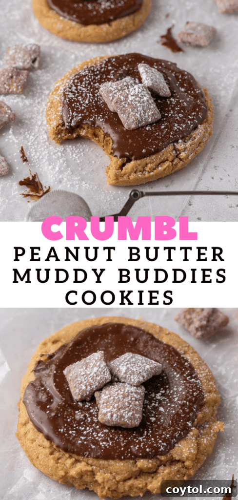 Another enticing angle of the Crumbl Muddy Buddies cookie for social sharing