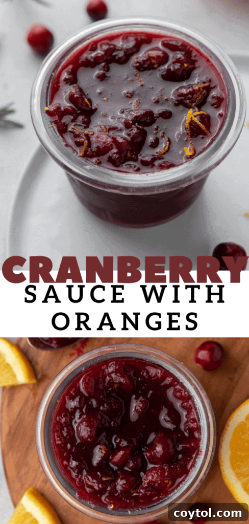 Cranberry sauce with oranges for pinterest, perfect for holiday pinning.