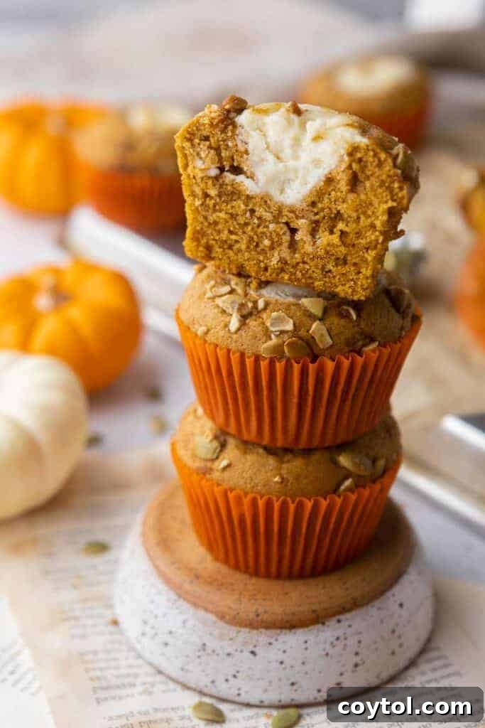 35 Irresistible Thanksgiving Desserts 32 Cheesecake pumpkin muffin stack