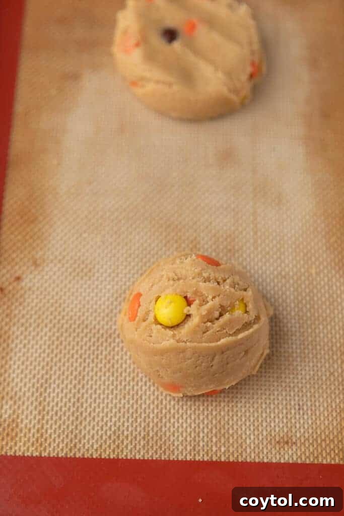 Cookei dough on baking sheet