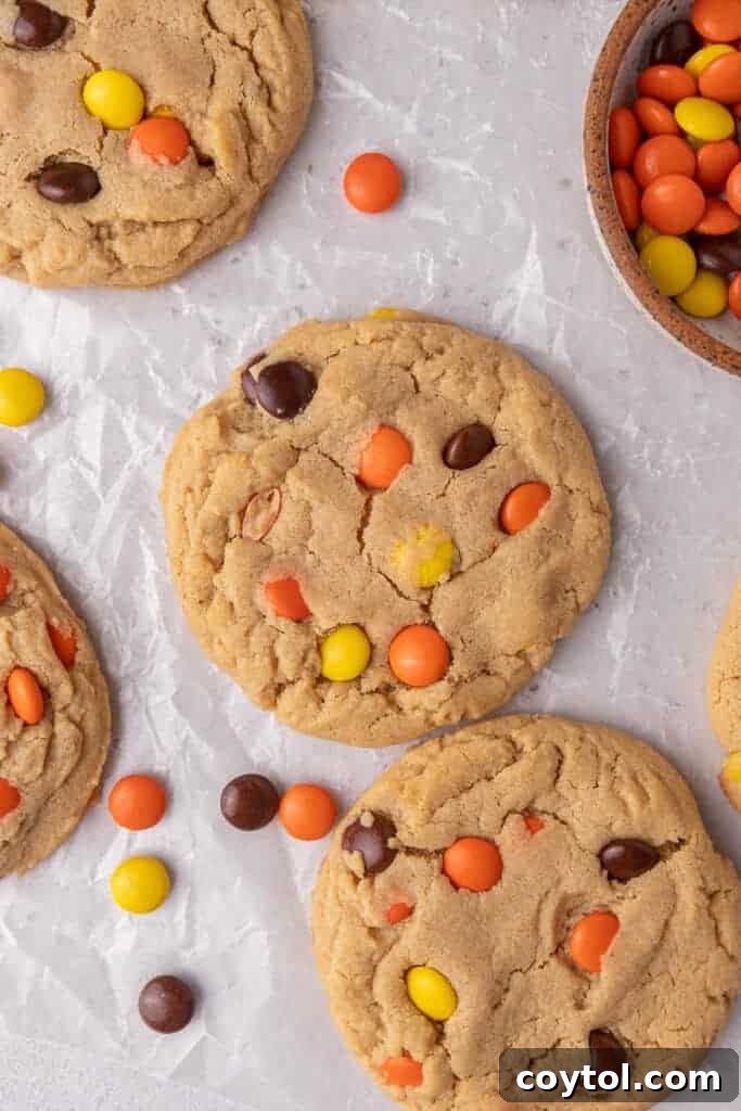 Thick Reese's pieces cookies