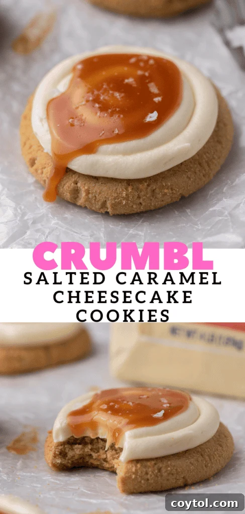 Crumbl salted caramel cheesecake cookies
