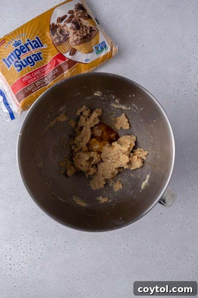 creamed butter and sugar in a mixing bowl