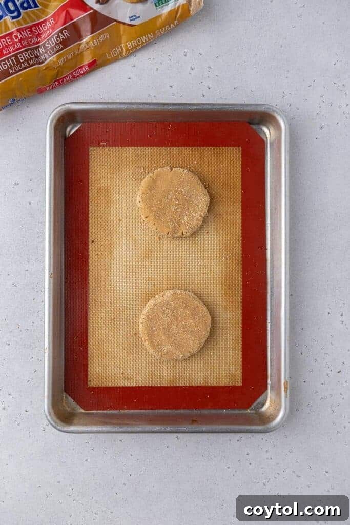 Cookie dough on baking sheet