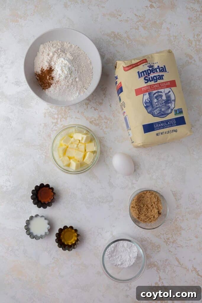 Crumbl Honey Bun Cookies: Sweet Perfection 3 Collection of ingredients for Crumbl honey bun cookies recipe