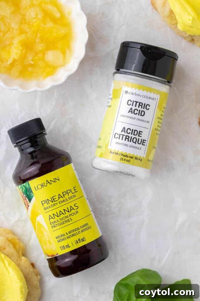 LorAnn pineapple emulsion and citric acid for Dole Whip cookies