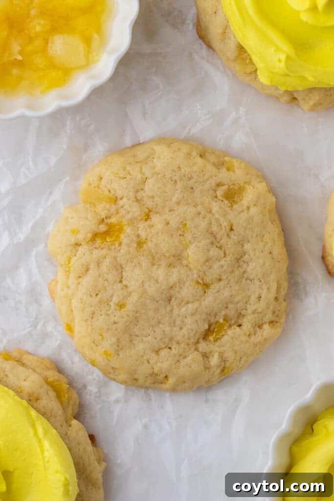 Baked pineapple cookie before frosting