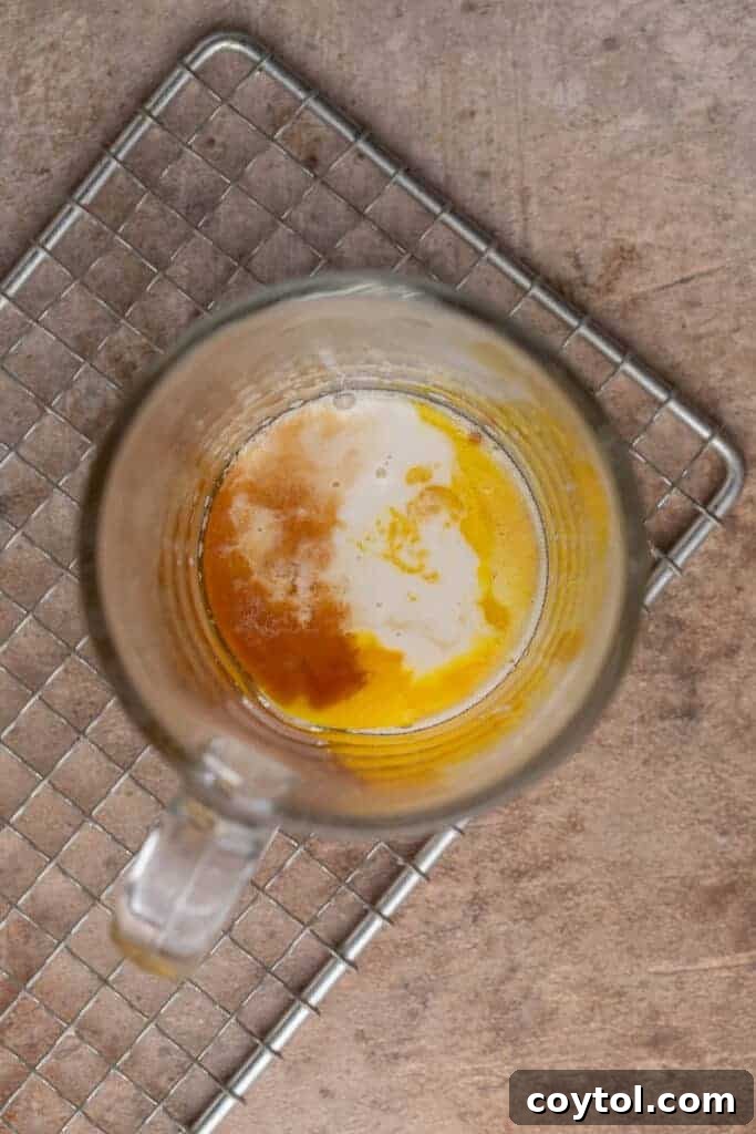 Wet ingredients in a mug