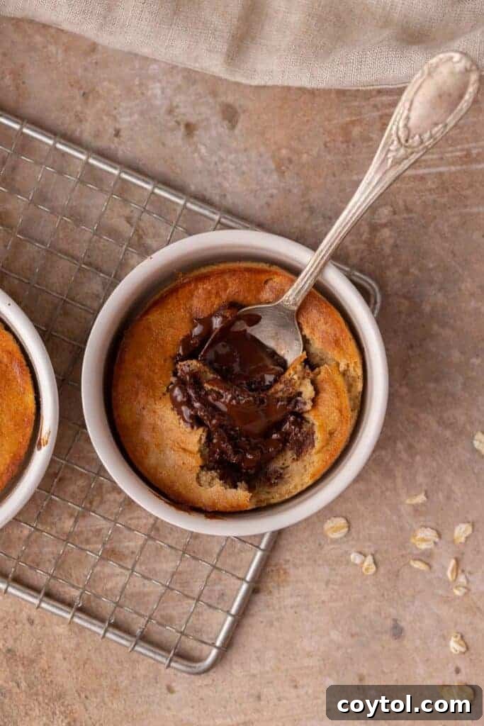 Overhead shot of mug baked oats
