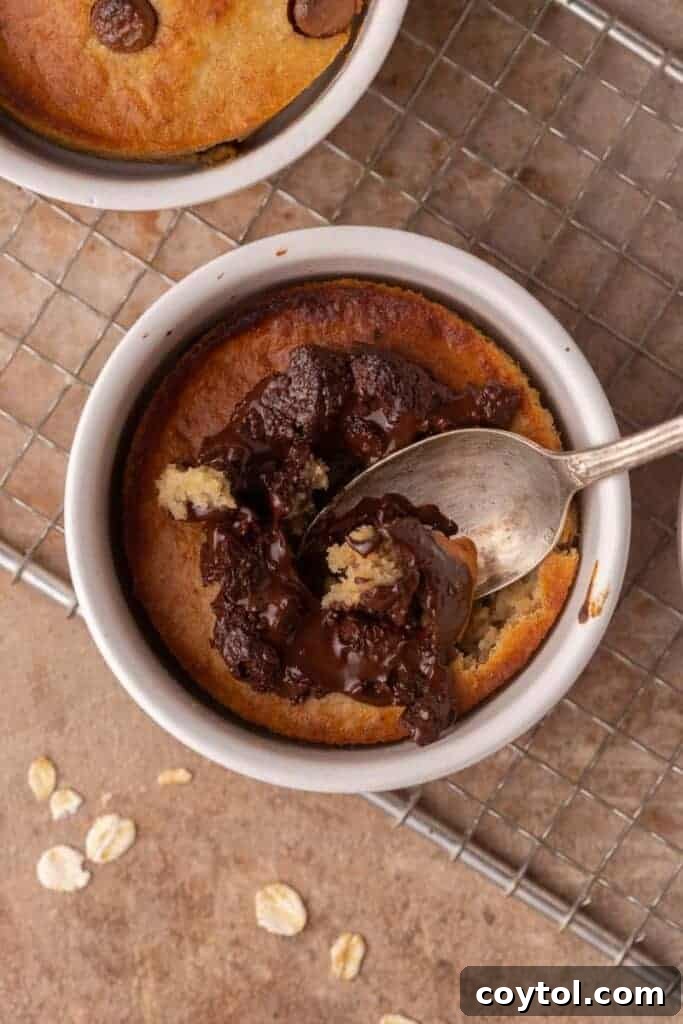 Melted chocolate baked oats