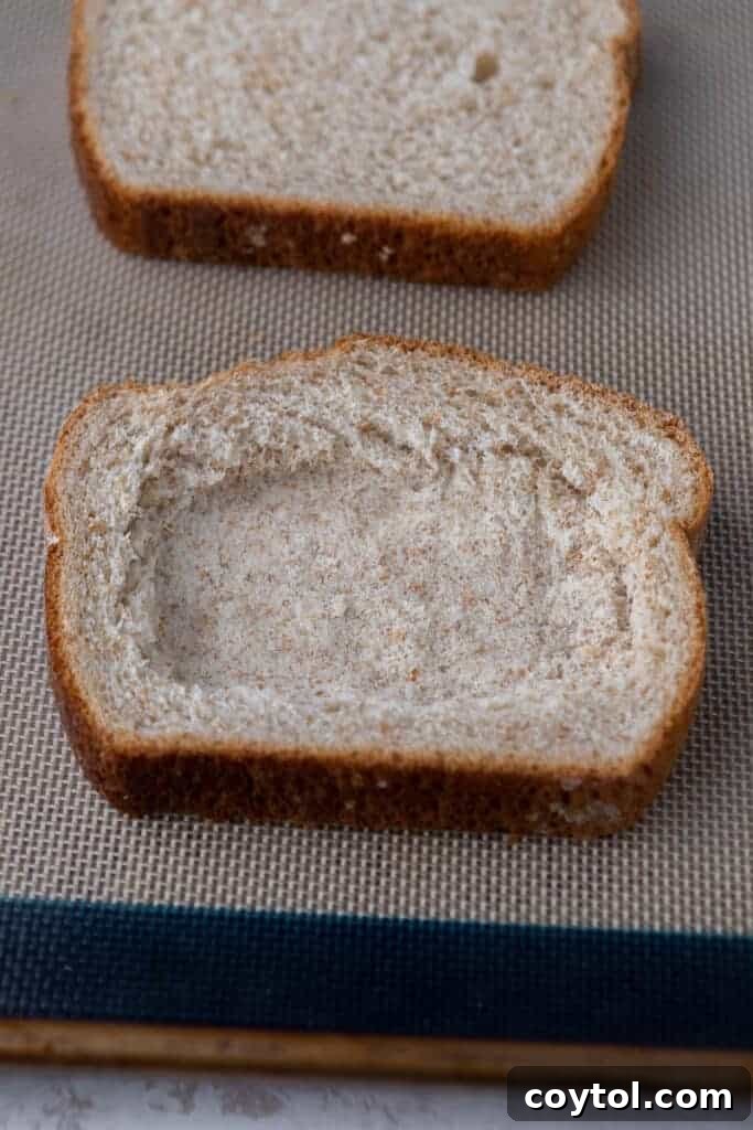 Thick toast on baking sheet