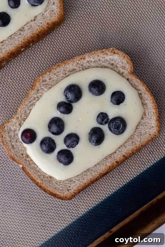Custard toast on baking sheet