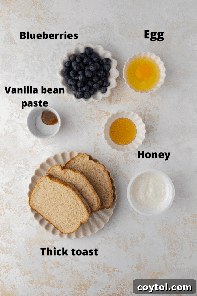 Ingredients for yogurt custard toast