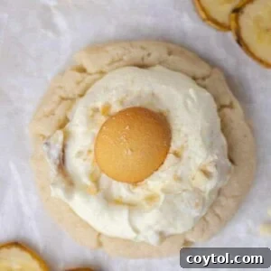 Crumbl's Sublime Chilled Banana Cream Pie Cookies 13 Crumbl banana cream pie cookie close up, showing the texture and topping.