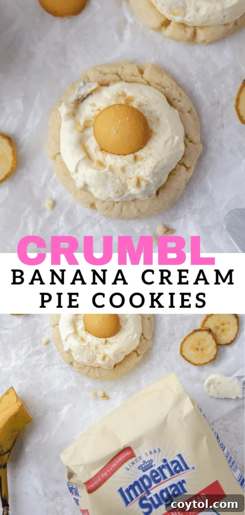 Crumbl's Sublime Chilled Banana Cream Pie Cookies 16 Crumbl banana cream pie cookie pin image 2