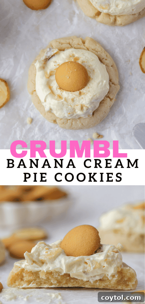 Crumbl's Sublime Chilled Banana Cream Pie Cookies 17 Crumbl banana cream pie cookie pin image 3