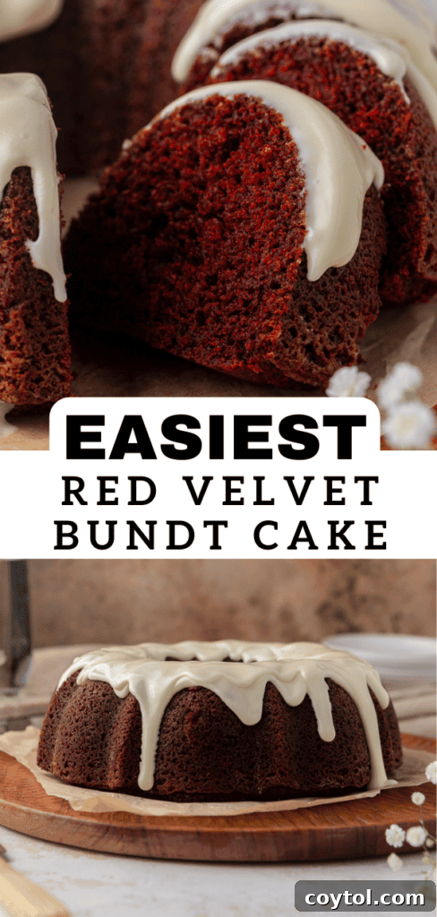 A stunning red velvet bundt cake, perfect for any celebration or sweet craving.