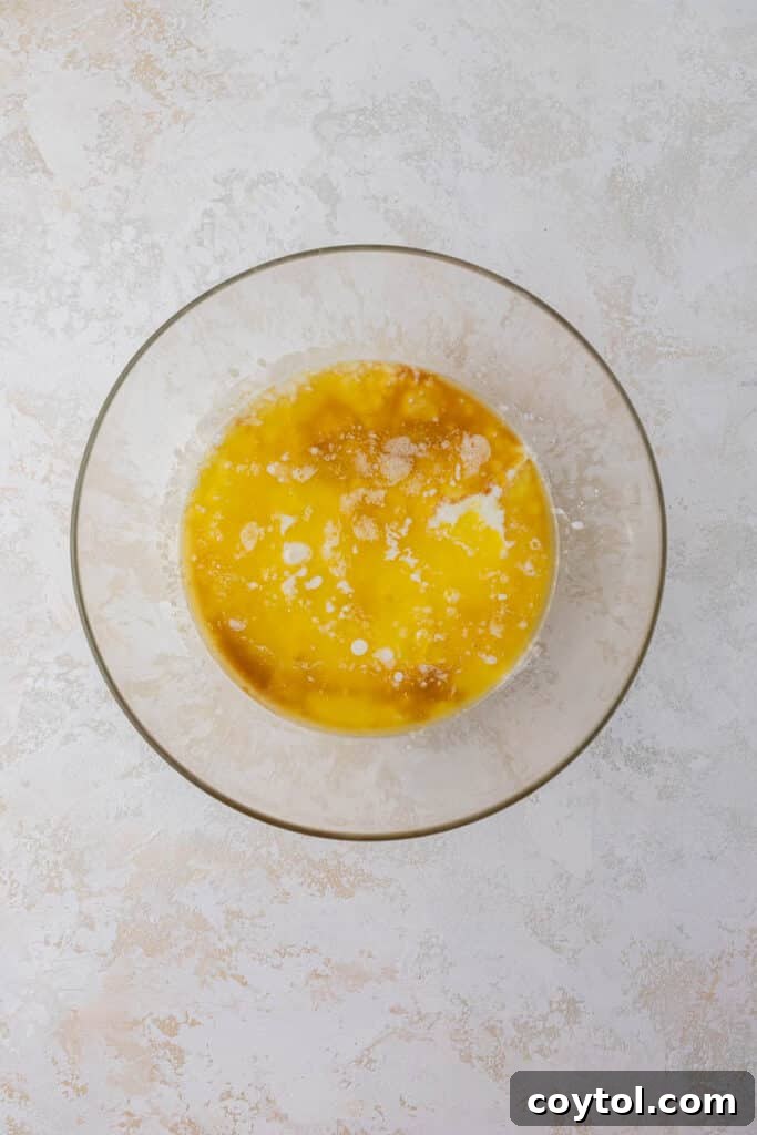 Wet ingredients in a bowl