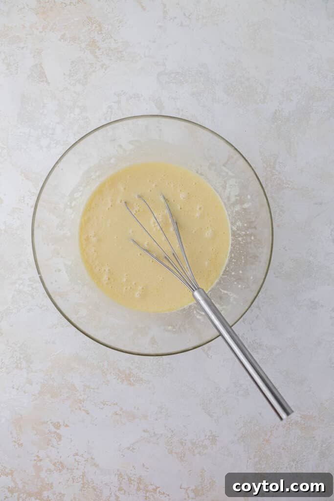 Wet ingredients in a bowl