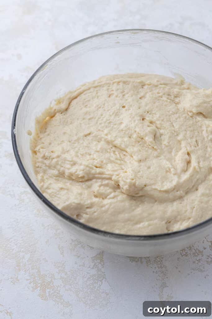 Waffle batter in a bowl