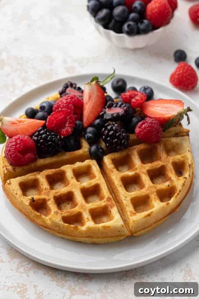 Fresh berries on waffles