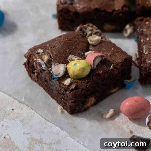 Mini egg brownie slice, perfectly fudgy
