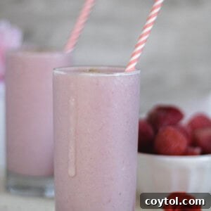 Pink valentine's day smoothie for two!