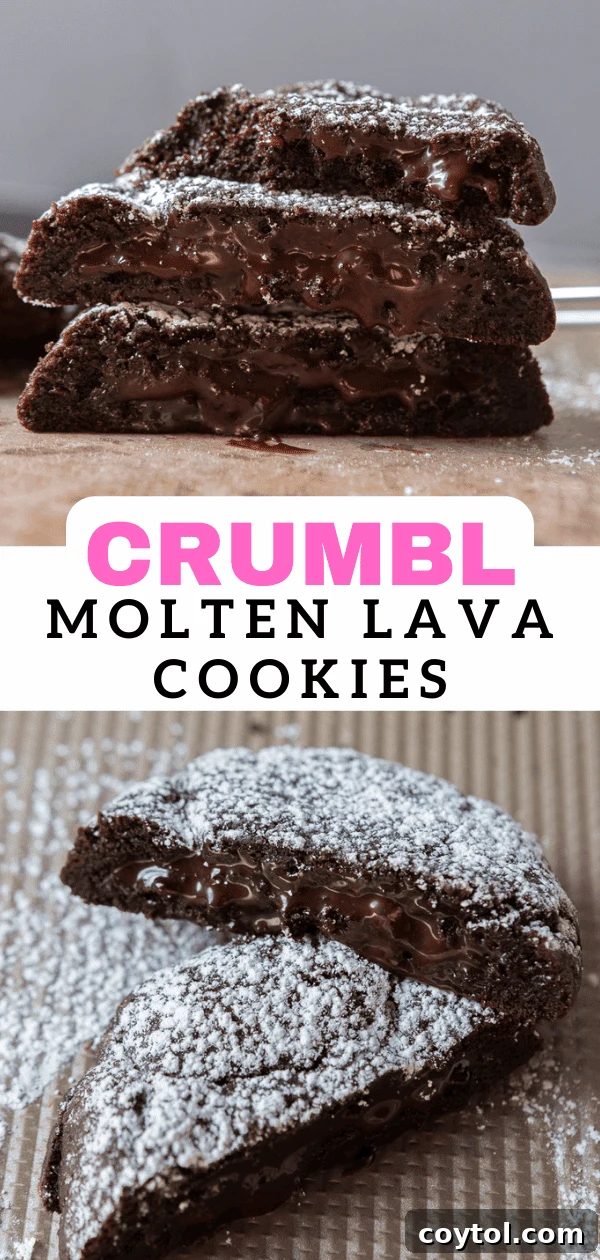 Close-up of a Crumbl molten lava cookie