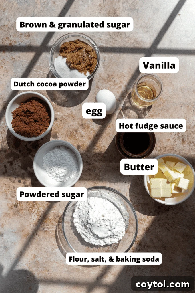 Molten lava cookie ingredients laid out on a table